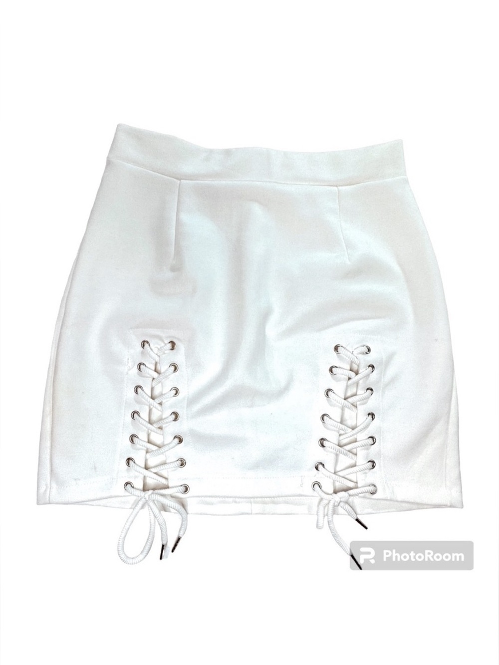 Vestidos mini skirt white w/sexy lace-up front detail Women’s medium | rr9